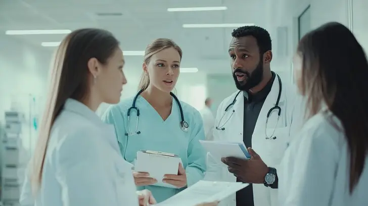 Physicians discussing a case, representing the range of specialties Stryde Research studies